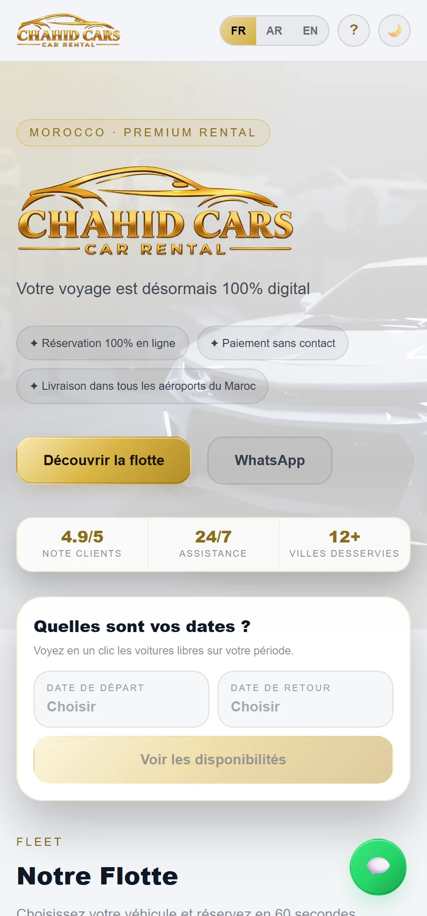 Your fleet online, with the daily rate and real availability.